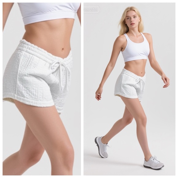 LOU & GREY Cream Jacquard Drawstring Shorts, size Small - Picture 7 of 10